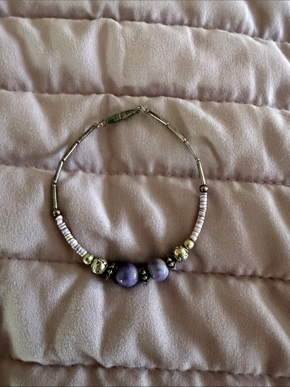Lavender Beaded Bracelet with Silver Accents - Women Jewelry